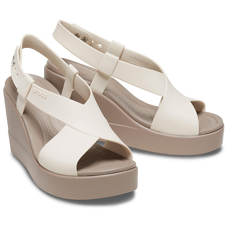 Platforms Crocs Brooklyn High Wedge Beige Kaki Femme | QJH-8593065