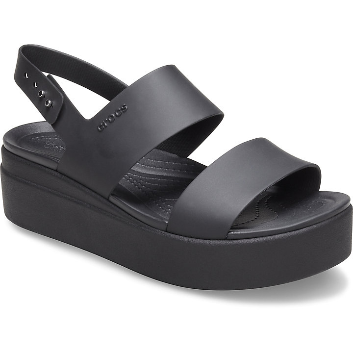 Compensées Crocs Brooklyn Low Wedge Noir Femme | ARF-2153227