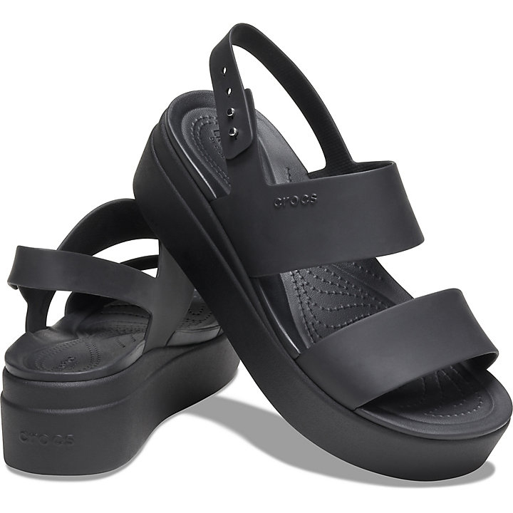 Compensées Crocs Brooklyn Low Wedge Noir Femme | ARF-2153227