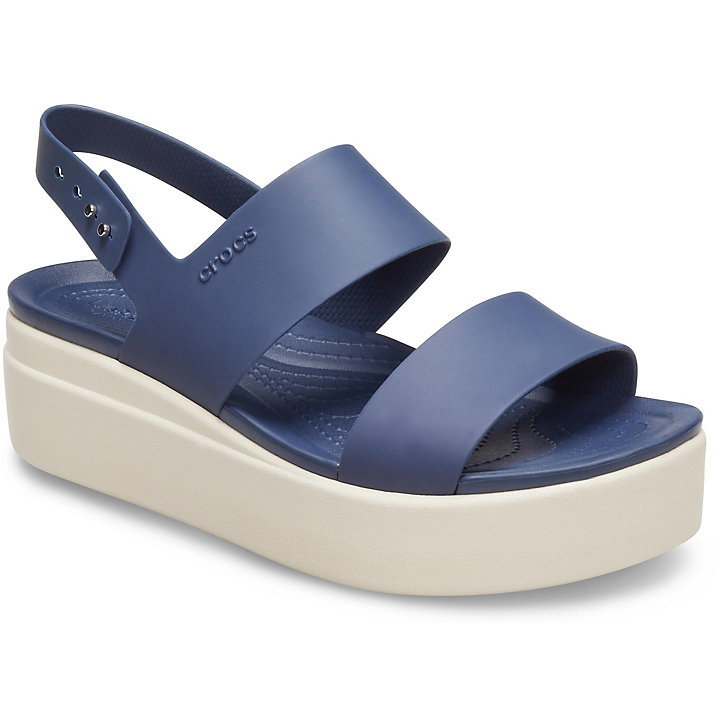 Compensées Crocs Brooklyn Low Wedge Bleu Marine Beige Femme | HFW-5577783