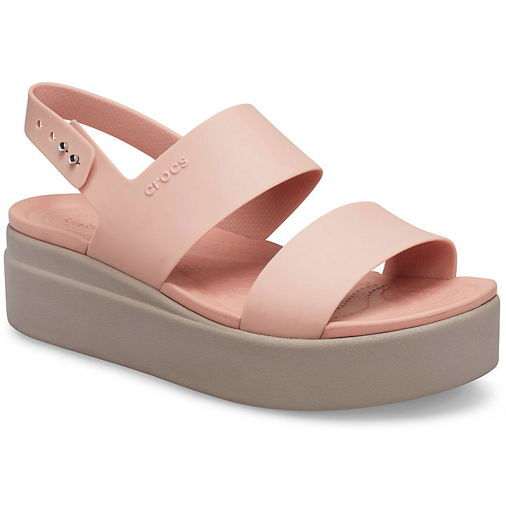 Compensées Crocs Brooklyn Low Wedge Corail Kaki Femme | JZV-8165634