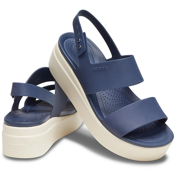 Compensées Crocs Brooklyn Low Wedge Bleu Marine Beige Femme | HFW-5577783