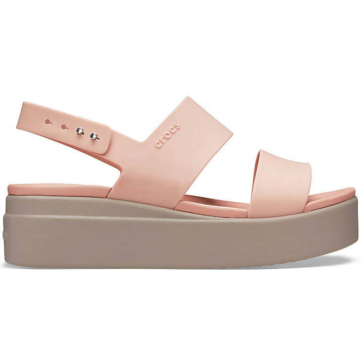 Compensées Crocs Brooklyn Low Wedge Corail Kaki Femme | JZV-8165634