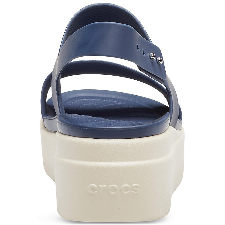 Compensées Crocs Brooklyn Low Wedge Bleu Marine Beige Femme | HFW-5577783