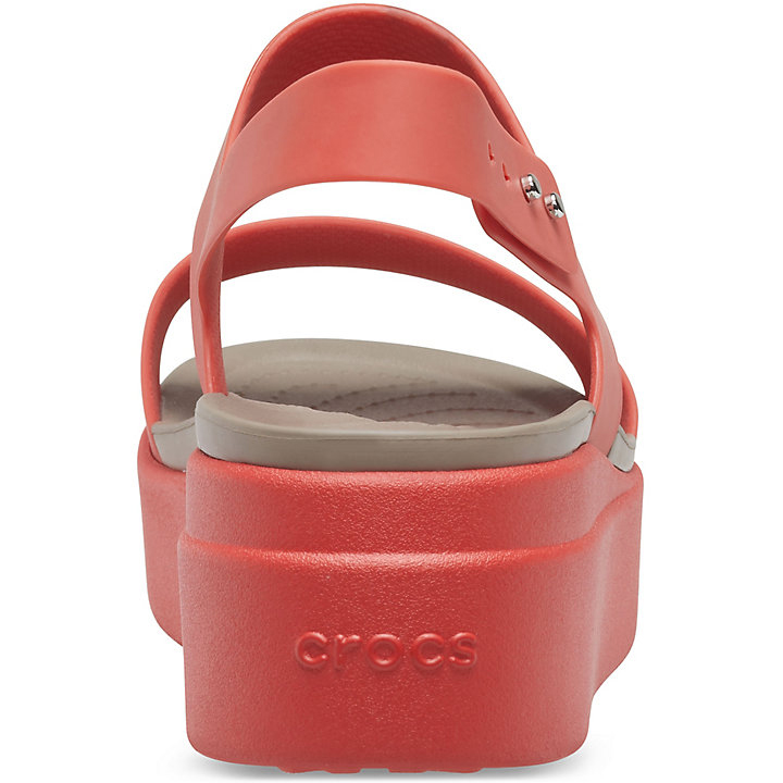 Compensées Crocs Brooklyn Low Wedge Corail Kaki Femme | RAP-0923809