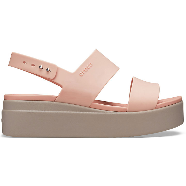 Platforms Crocs Brooklyn Low Wedge Corail Kaki Femme | JJQ-6496381