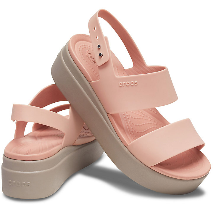 Platforms Crocs Brooklyn Low Wedge Corail Kaki Femme | JJQ-6496381