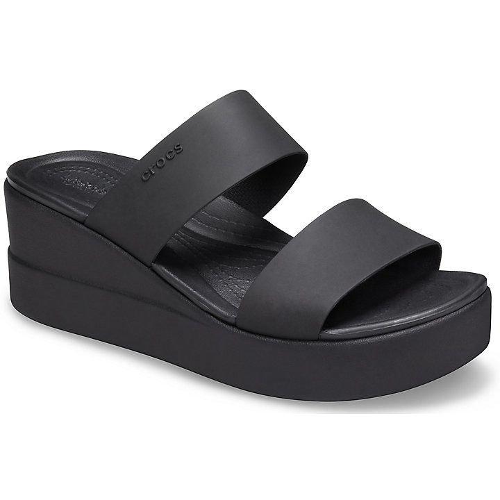 Compensées Crocs Brooklyn Mid Wedge Noir Femme | KAE-8140151