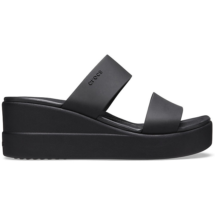 Compensées Crocs Brooklyn Mid Wedge Noir Femme | KAE-8140151