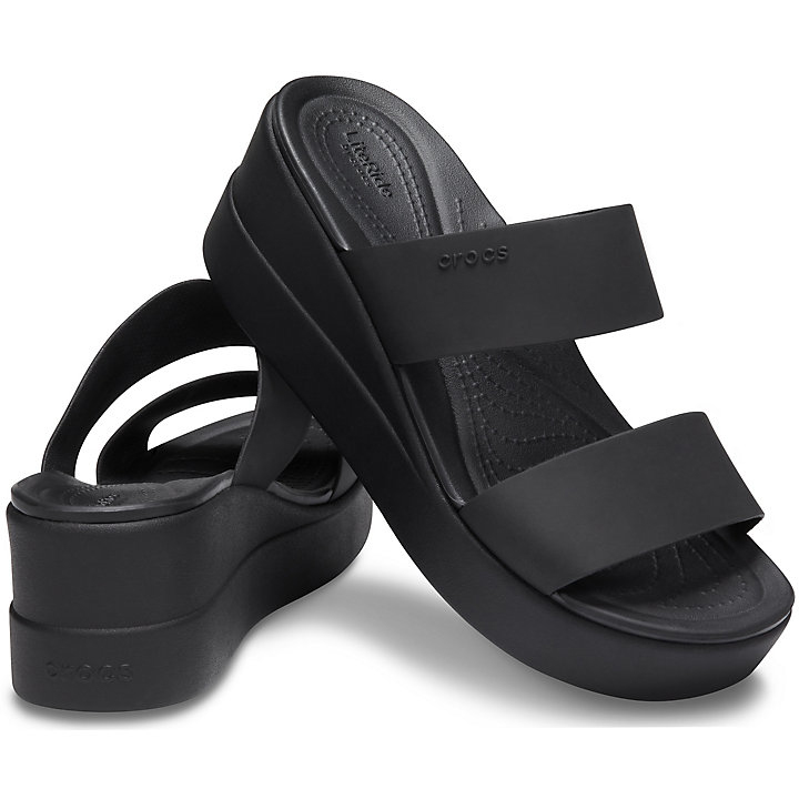 Compensées Crocs Brooklyn Mid Wedge Noir Femme | KAE-8140151