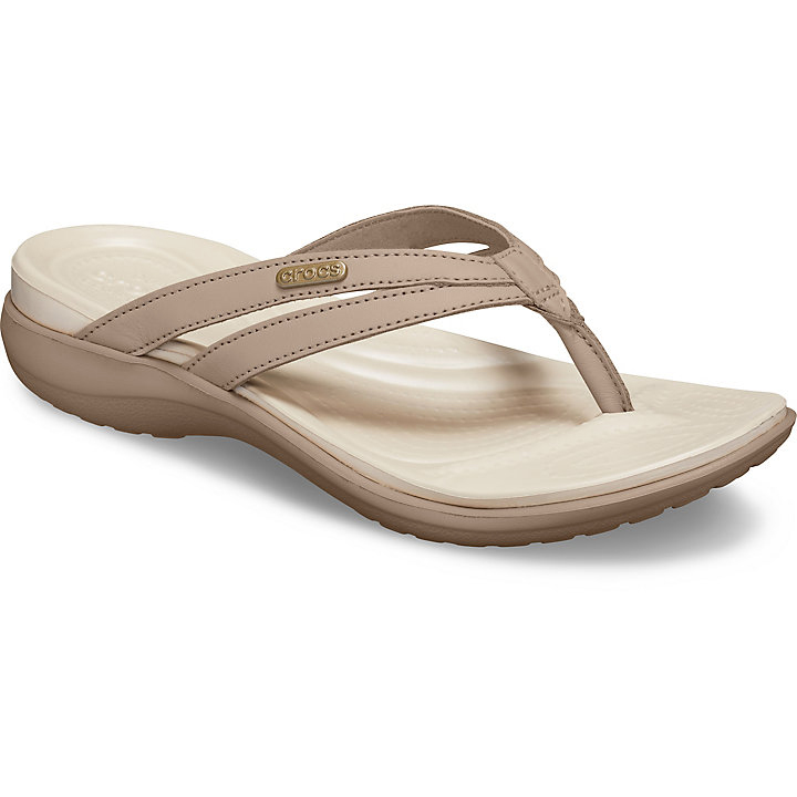 Tong Crocs Capri Basic Lanières Flip Beige Kaki Femme | MXW-7470246