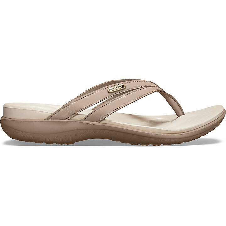 Tong Crocs Capri Basic Lanières Flip Beige Kaki Femme | MXW-7470246