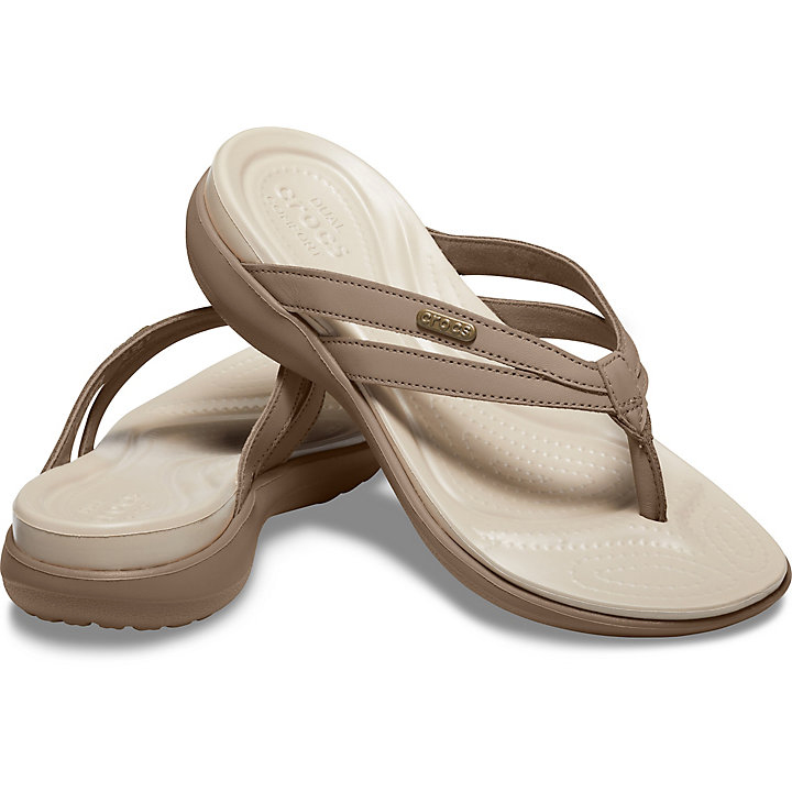 Tong Crocs Capri Basic Lanières Flip Beige Kaki Femme | MXW-7470246