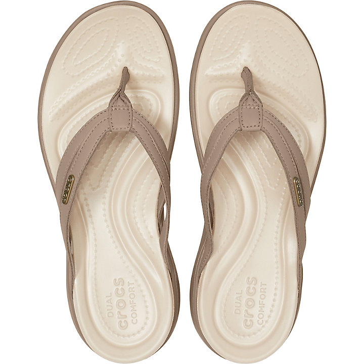 Tong Crocs Capri Basic Lanières Flip Beige Kaki Femme | MXW-7470246