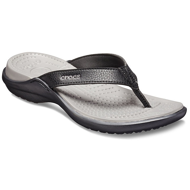 Tong Crocs Capri IV Flip Noir Grise Femme | XWU-8694787