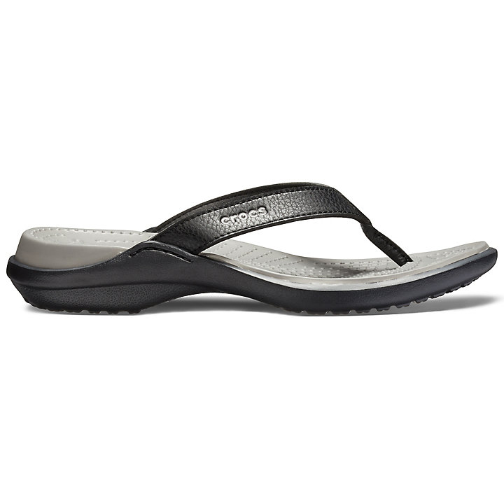 Sandales Crocs Capri IV Flip Noir Grise Femme | INJ-0613115