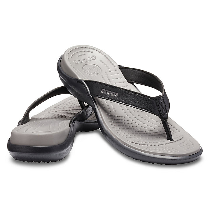 Sandales Crocs Capri IV Flip Noir Grise Femme | INJ-0613115