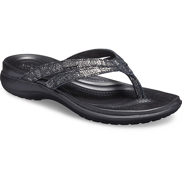 Tong Crocs Capri Lanières Flip Noir Femme | RBK-5404529