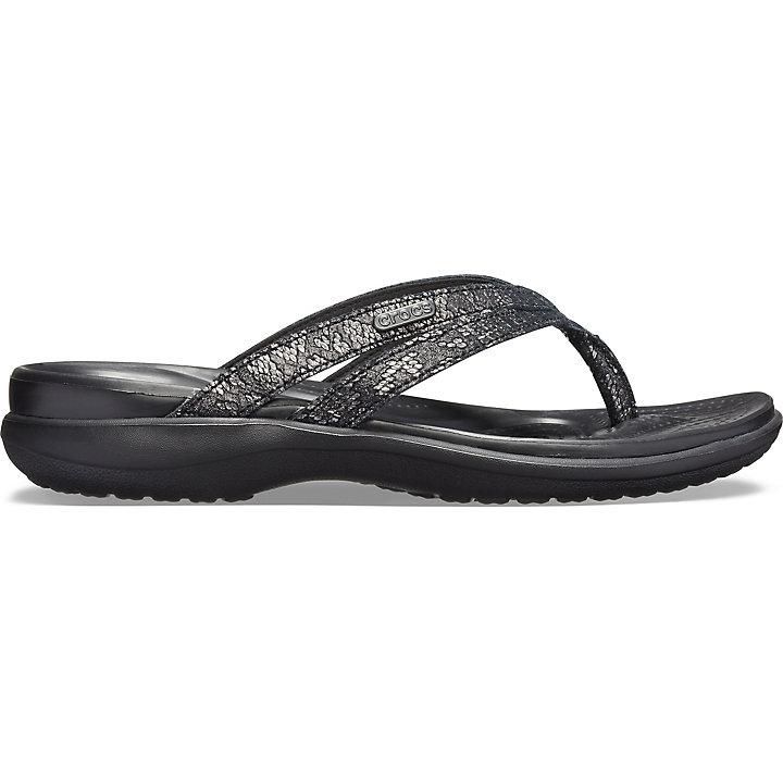 Tong Crocs Capri Lanières Flip Noir Femme | RBK-5404529