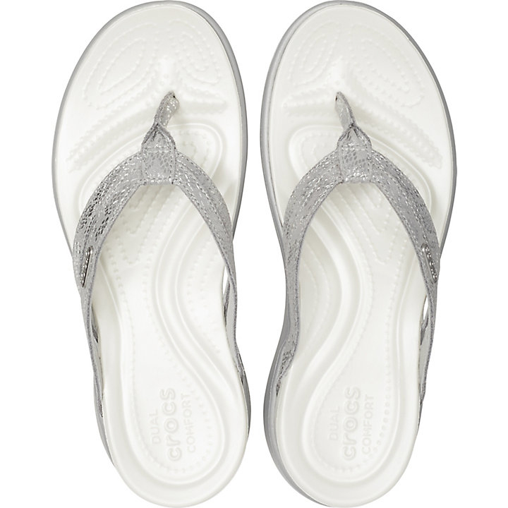 Tong Crocs Capri Lanières Flip Argent Argent Femme | LHR-3302415