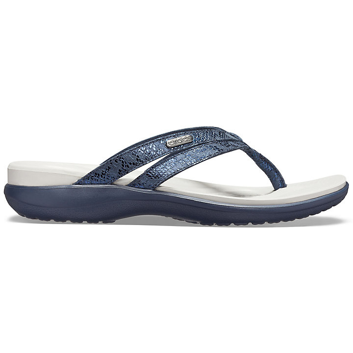 Tong Crocs Capri Lanières Flip Bleu Marine Bleu Marine Femme | TJK-5951495