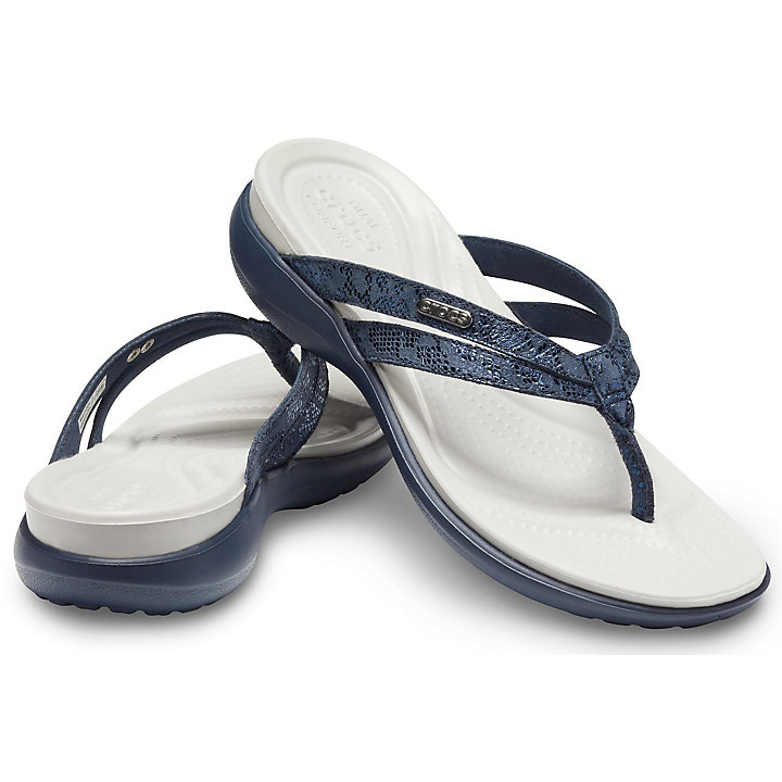 Tong Crocs Capri Lanières Flip Bleu Marine Bleu Marine Femme | TJK-5951495