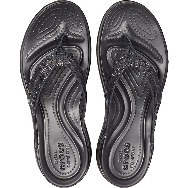 Sandales Crocs Capri Lanières Flip Noir Femme | BWU-1444065