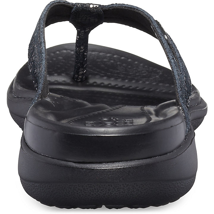 Sandales Crocs Capri Lanières Flip Noir Femme | BWU-1444065