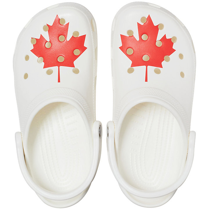 Sabots Crocs Classiche Canadian Flag Clog Blanche Femme | JCQ-0739695