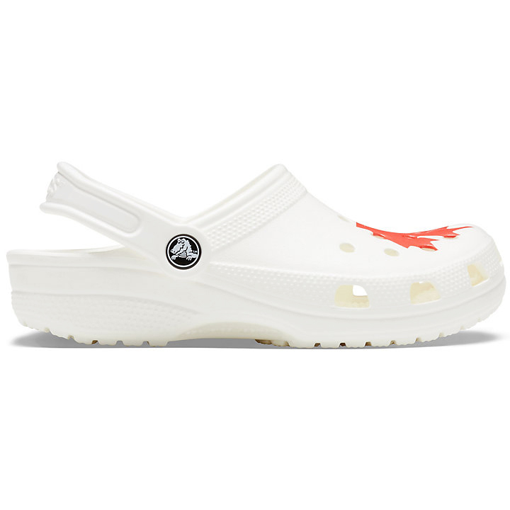 Sabots Crocs Classiche Canadian Flag Clog Blanche Femme | JCQ-0739695