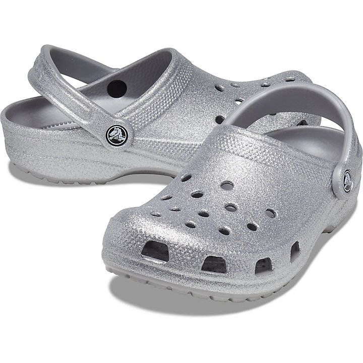 Sabots Crocs Classiche Glitter Clog Argent Femme | ZMJ-9839171