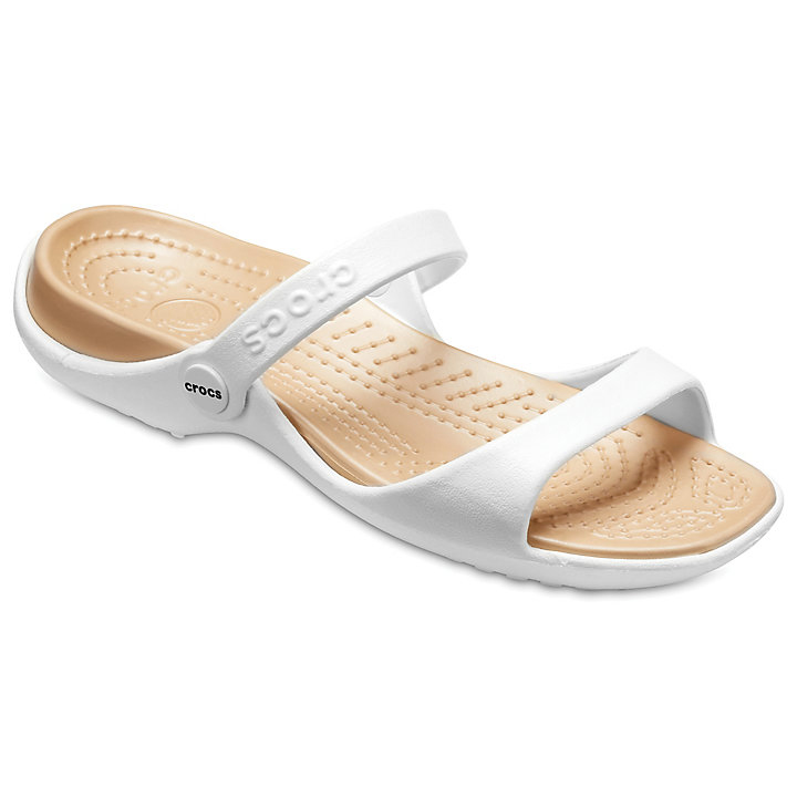 Sandales Crocs Cleo Sandal Blanche Doré Femme | JTD-2380957