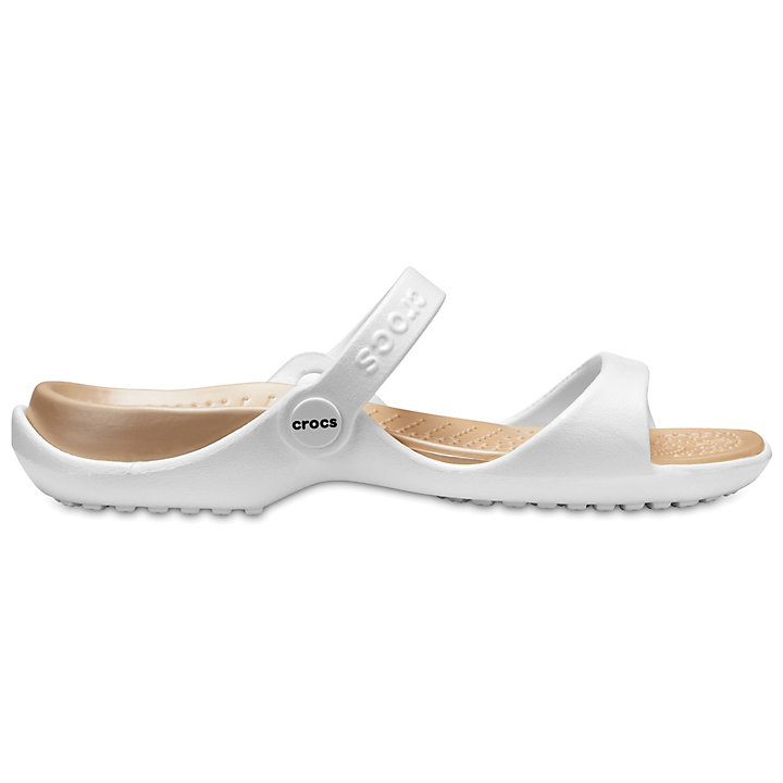 Sandales Crocs Cleo Sandal Blanche Doré Femme | JTD-2380957