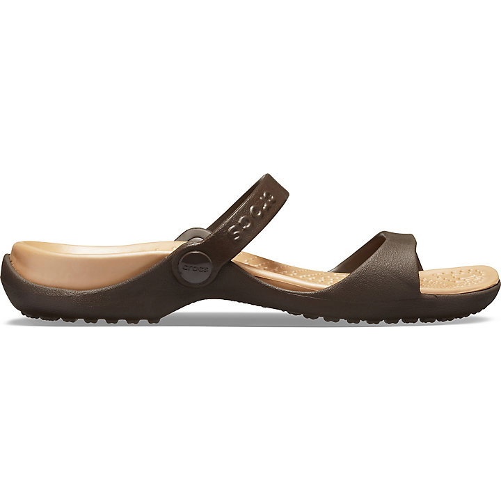 Sandales Crocs Cleo Sandal Chocolat Doré Femme | EOF-0902621