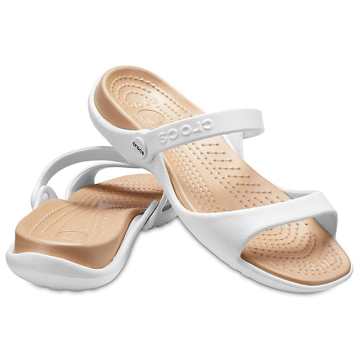 Sandales Crocs Cleo Sandal Blanche Doré Femme | JTD-2380957