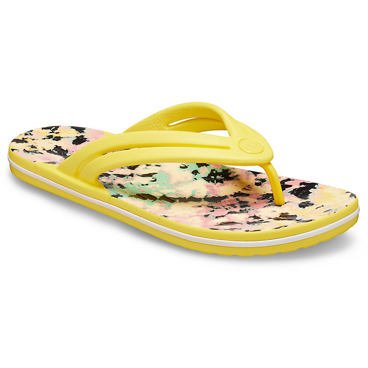 Sandales Crocs Crocband Tie-Dye Mania Flip Jaune Femme | XHK-5272434