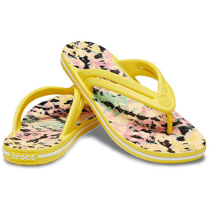 Sandales Crocs Crocband Tie-Dye Mania Flip Jaune Femme | XHK-5272434