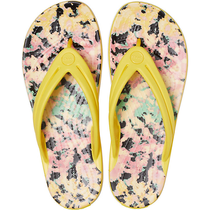 Sandales Crocs Crocband Tie-Dye Mania Flip Jaune Femme | XHK-5272434