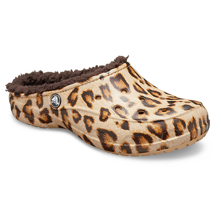 Sabots Crocs Freesail Printed Doublée Clog Leopard Cafe Femme | BAK-2521803