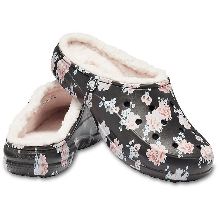 Sabots Crocs Freesail Printed Doublée Clog Fleur Noir Femme | DLA-8010433