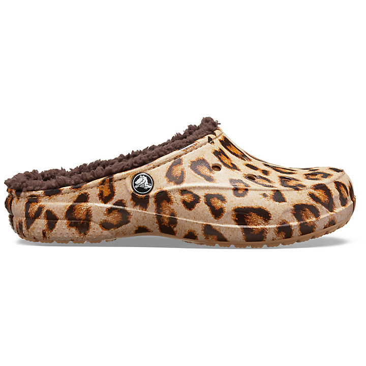 Sabots Crocs Freesail Printed Doublée Clog Leopard Cafe Femme | BAK-2521803