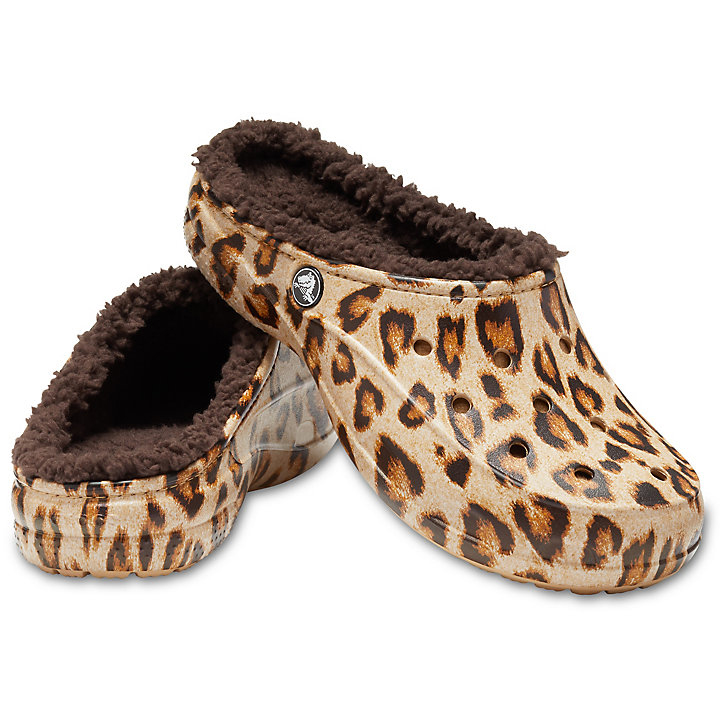 Sabots Crocs Freesail Printed Doublée Clog Leopard Cafe Femme | BAK-2521803