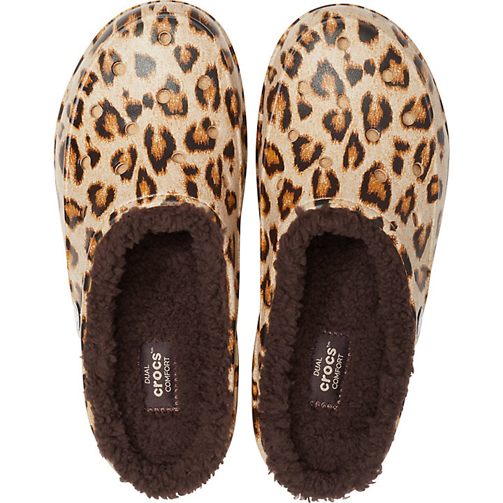 Sabots Crocs Freesail Printed Doublée Clog Leopard Cafe Femme | BAK-2521803