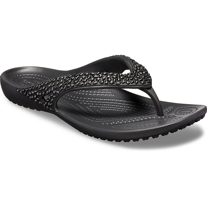 Tong Crocs Kadee II Embellished Flip Noir Femme | KEN-8434588