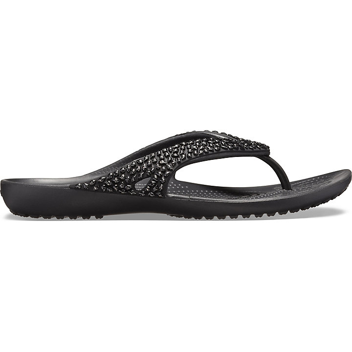 Tong Crocs Kadee II Embellished Flip Noir Femme | KEN-8434588