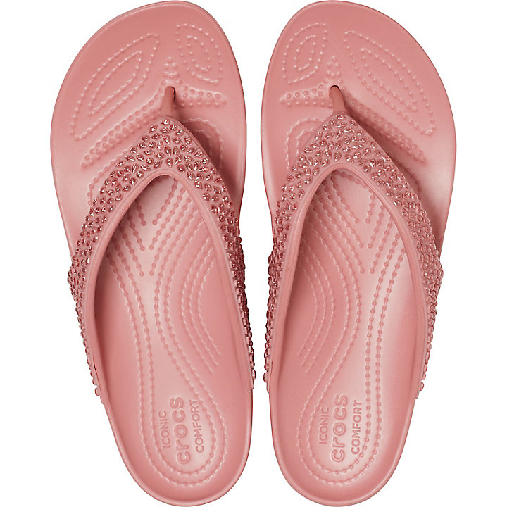 Tong Crocs Kadee II Embellished Flip Corail Femme | OFI-6530823