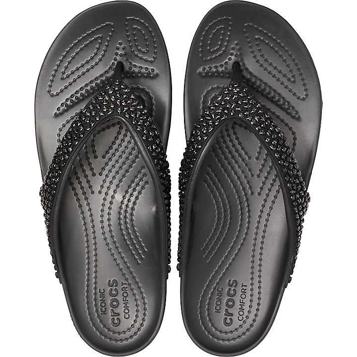 Tong Crocs Kadee II Embellished Flip Noir Femme | KEN-8434588