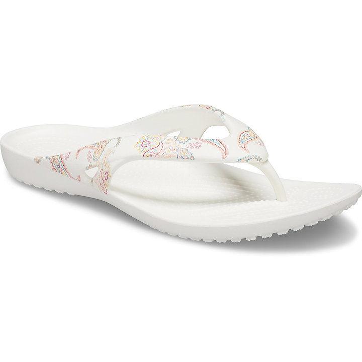 Tong Crocs Kadee II Printed Floral Flip Fleur Blanche Femme | CYW-4917829