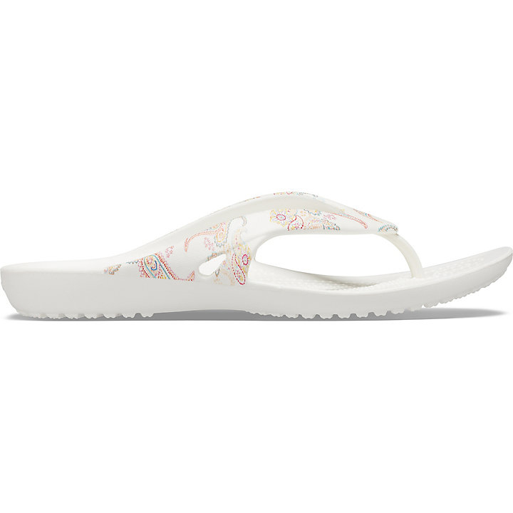 Tong Crocs Kadee II Printed Floral Flip Fleur Blanche Femme | CYW-4917829