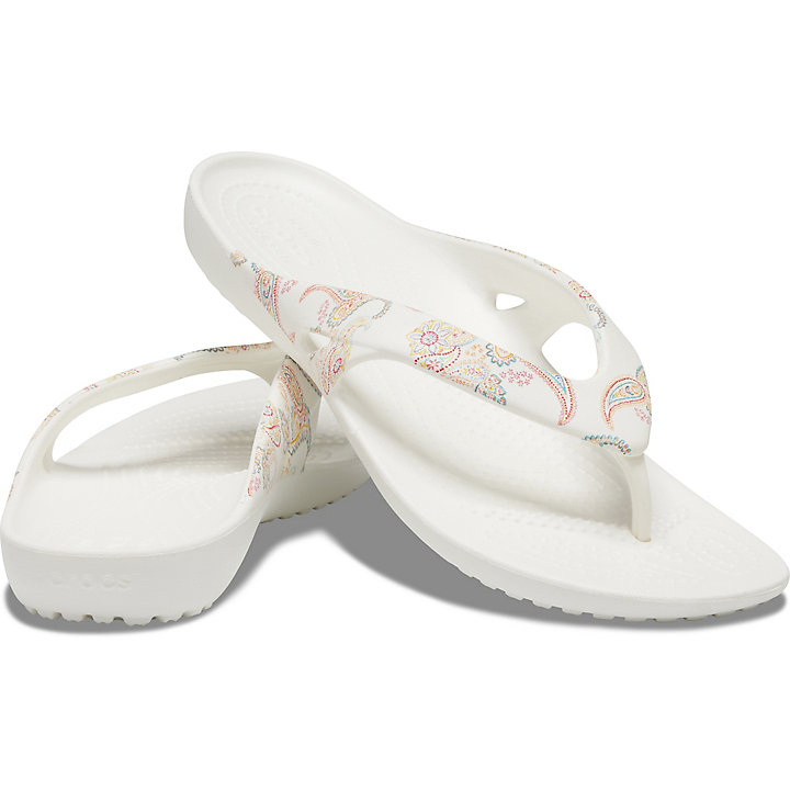 Tong Crocs Kadee II Printed Floral Flip Fleur Blanche Femme | CYW-4917829